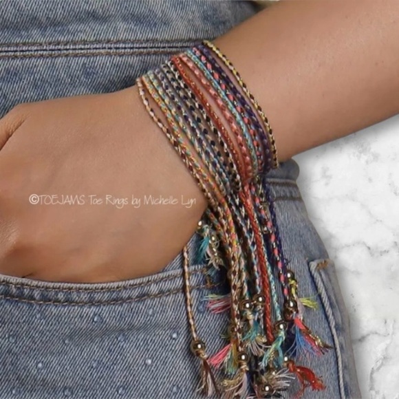 TOEJAMS Toe Rings Jewelry - Set of 12 BRAIDED CORD STRING BRACELETS Stacking/Layering/Sharing/Friendship